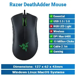 [#20'0026] Razer DeathAdder Essential Wired Mouse | Gaming Mouse
