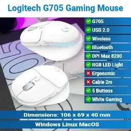 [#20'0025] Logitech G705 Gaming Wireless White Mouse