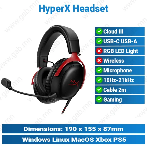 [#21'0003] HyperX Cloud 3 Gaming Headset MSH
