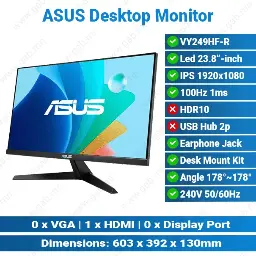 [#24'0002] Asus VY249HF-R 24" 100Hz (HDMI) Black Desktop Monitor