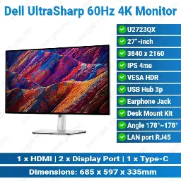 [#24'0010] Dell UltraSharp U2723QX 27" 60Hz 4K (HDMI, DP) Black Desktop Monitor