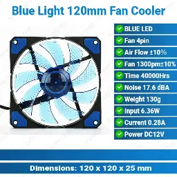 [#50'0003] Blue Light 120mm Fan Cooler
