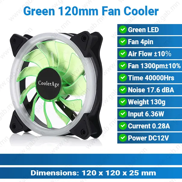 [#50'0004] Green 120mm Fan Cooler
