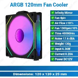 [#50'0008] ARGB 120mm SL-B Black Infinity Fan Cooler