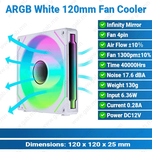 [#50'0009] Thermaltake Shadow Transparent S White | Fan Cooler