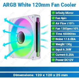 [#50'0009] Thermaltake Shadow Transparent S White | Fan Cooler