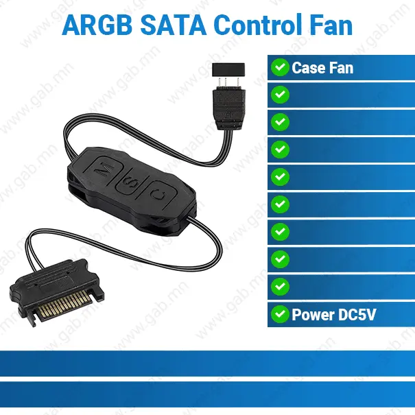 [#50'0014] ARGB SATA Cable 3-Pin 5V Control Fan Cooler