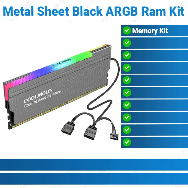 [#50'0057] Metal Sheet Black A-RGB Memory Ram Heatsink