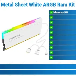 [#50'0056] Metal Sheet White A-RGB Memory Ram Heatsink