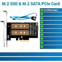 [#50'0031] M.2 NVMe SSD M.2 SATA Expansion 3.0 Adapter PCIe Card | Storage Adapter