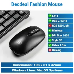 [#20'0031] Decdeal E311 Fashion Wireless Black Mouse KMP