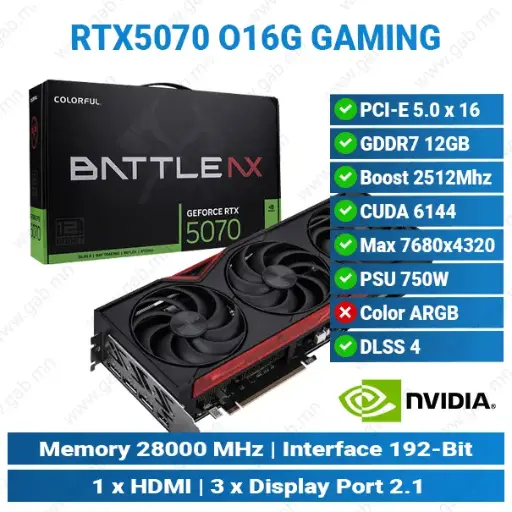 [#13'0017] RTX5070 Battle AX 12GB-V | COLORFUL Graphics Card