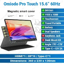 [#24'0024] Portable Monitor Stereo Audio 17.3-inch Type-C Battery