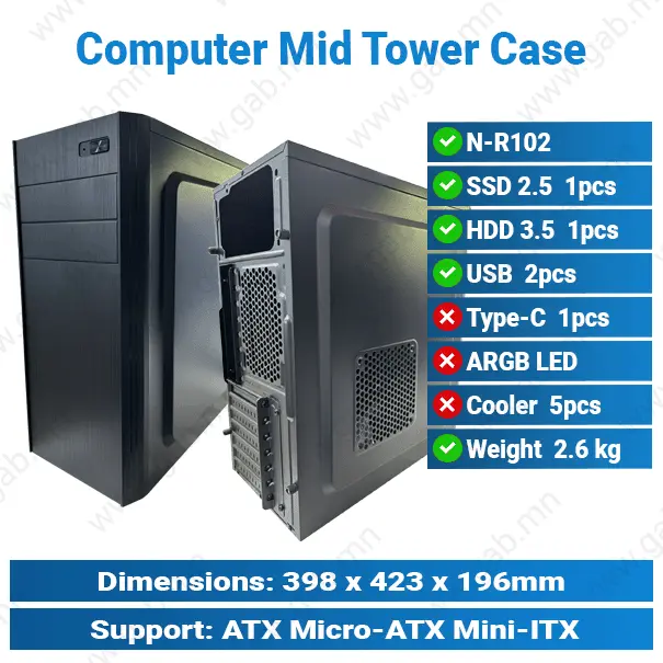 [#19'0025] N-R102 Mid Tower Black Case