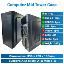[#19'0025] F4 Mid Tower Black | Thermaltake PC Case