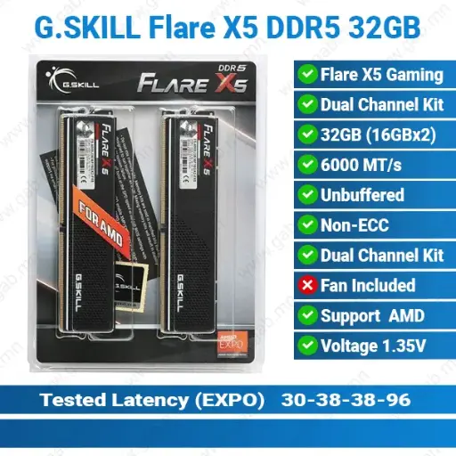 [#15'0046] DDR5 32GB (2x16GB) 6000MT/s Flare X5 G.SKILL PC RAM AMD