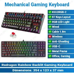 [#20'0036] Redragon K552 RGB Mechanical Gaming Keyboard KMP