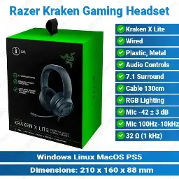 [#21'0009] RAZER Kraken X Lite Essential Wired Headset | Gaming Headset